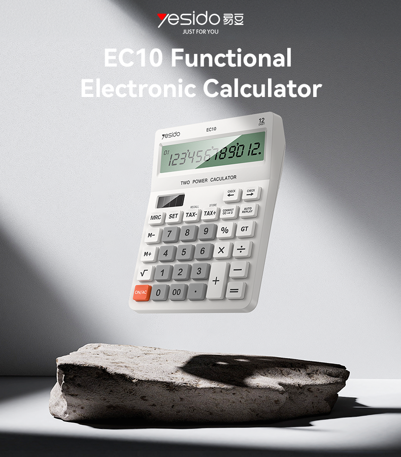 Yesido EC10 12-Digit Dual-Power Desktop Calculator with Check Function