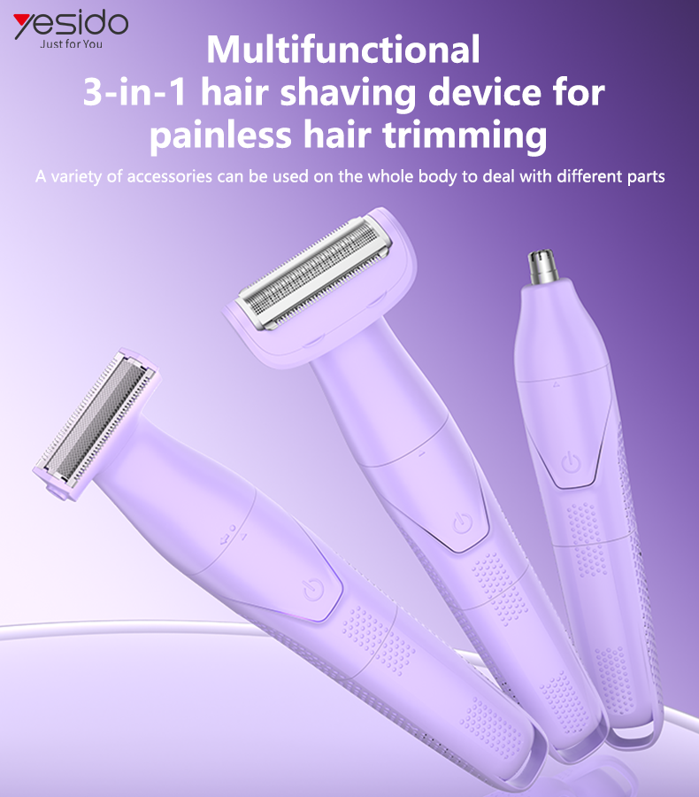 Yesido MG26 3-in-1 Rechargeable Body Hair Trimmer
