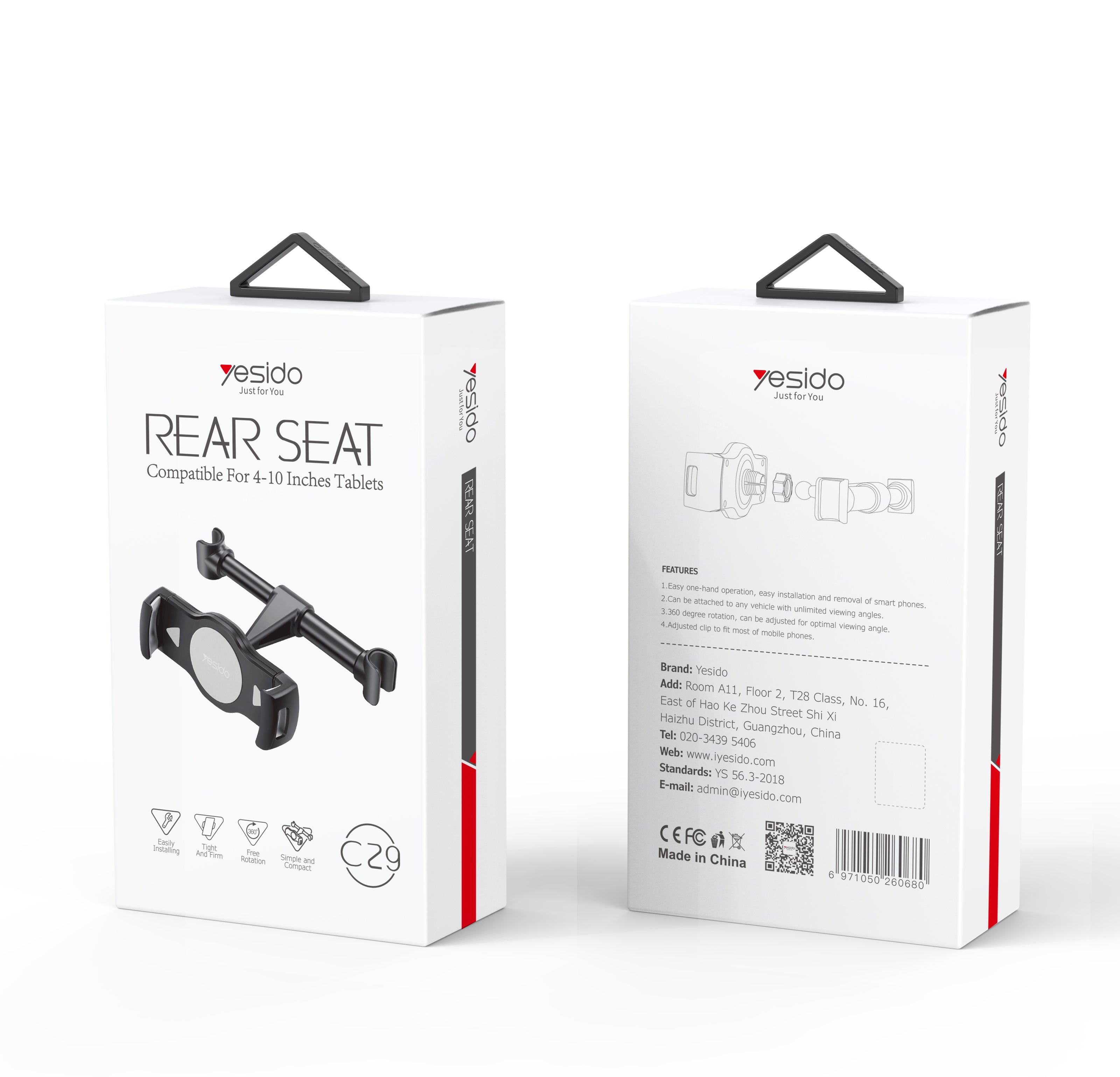Yesido C29 360° Rear-Seat Headrest Phone & Tablet Holder
