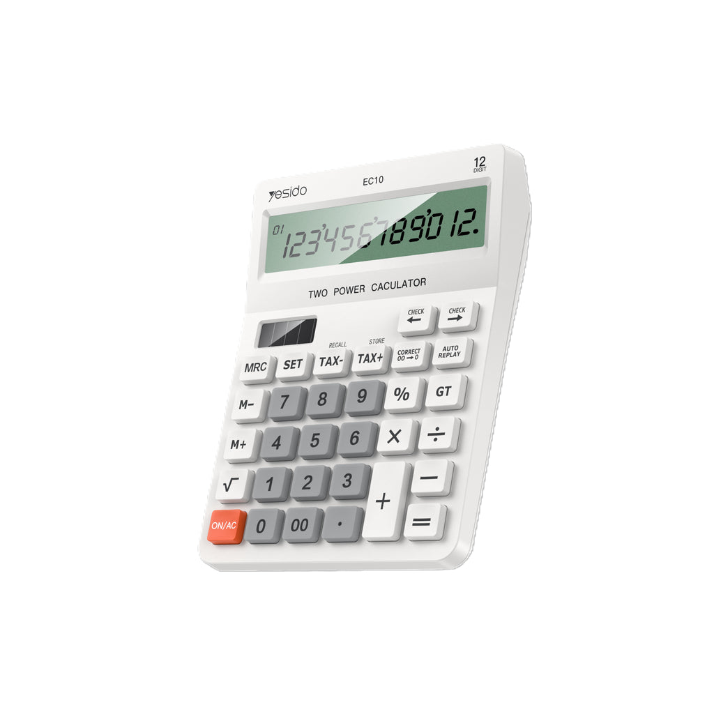 Yesido EC10 12-Digit Dual-Power Desktop Calculator with Check Function